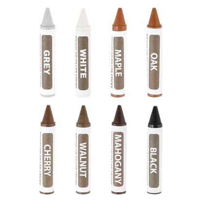 uxcell Wood Repair Markers, 8 Pcs 8 Colors, Touch Up Filler Sticks, Fine Nib, Multi Surface Use, Wood Wax Pen Crayons for Scratches, Furniture, Cabinets, Tables, Carpenters
