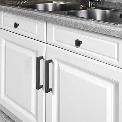 KNOBWELL 6 Pack 5 in Matte Black Kitchen Cabinet Door Handles - Stainless Steel Drawer Dresser Pulls Kitchen Cabinet Handles Black 6 Pack - 5" Hole Centers - color: Matte Black, size: Hole Center:5 inch(128mm)
