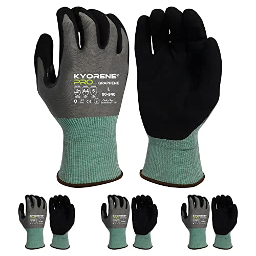 Armor Guys 00-840 Cut Resistant Work Gloves (ANSI A4) – Kyorene Pro Graphene, Machine Washable, Touchscreen Nitrile Coated Gloves for Construction, Industrial & Everyday Use – X-Large (3 pairs) - color: 3 Pairs (X-large)