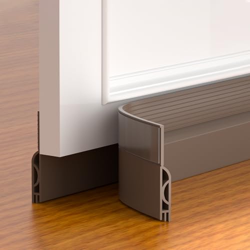 Door Draft Stopper,Adjustable Door Sweep for Bottom of Door,Silicone Weather Stripping Door Bottom Seal Blocker Air Noise,Under Door Gap Filler for Interior/Exterior Doors(Brown, 78inch) - color: Brown, size: 78inch