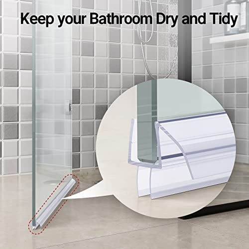AmazerBath 3 PCS Shower Door Bottom Seal for 3/8 Inch Glass - (15.75 Inches x 3), 3 Section Segmented Shower Installation Kit Frameless Glass Door Seal Strip - style: Bottom Seal 3/8