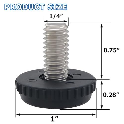 Hooshing 10PCS 1/4-20 Stainless Steel Adjustable Furniture Levelers Screw in Threaded Levenling Feet Glide for Furniture Legs, Table, Chair, Cabinet - size: 1/4"-20