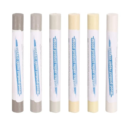HARFINGTON Wood Filler Sticks 6 Colors Wooden Wax Touch Up Furniture Repair Crayons for Yellow Maple, Gray, Light Cloth, Khaki, Warm White, Warm White Small Embossed - color: Warm White Series
