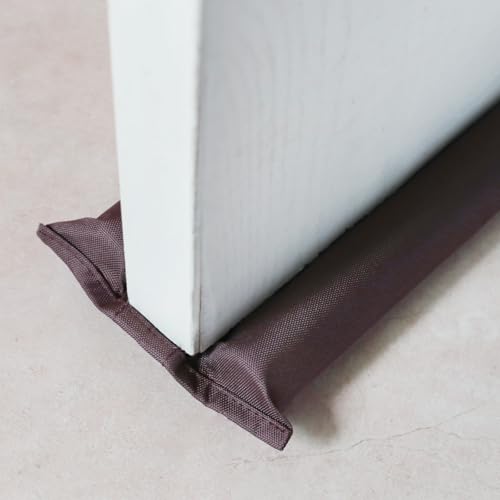 Under Door Draft Stoppers for Bottom of Door Fits 30” to 36” Door Draft Stopper Under The Door Draft Blocker Double Side Door Sweep Soundproof Under Door Gap Filler Blocks Noise Air Wind Stopper - size: 32"-36"(Brown)