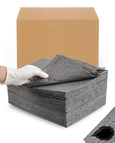 100 Pack 15"x17" Oil Absorbent Mat New Upgrade | Heavy-Duty Absorption for Oil, Coolant & Liquids | Use in Home Garage, Workshop, Workbench & Under Sink | Spill Pads - size: 15x17 Inch