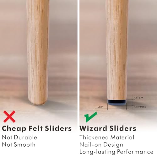 20PCS 7/8" Furniture Glides Sliders, Real PTFE Nail on Chair Sliders for Wood Floors, Heavy Duty Furniture Sliders for Furniture On Carpet