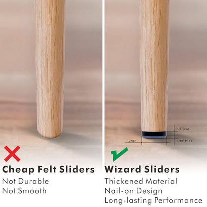 20PCS 7/8" Furniture Glides Sliders, Real PTFE Nail on Chair Sliders for Wood Floors, Heavy Duty Furniture Sliders for Furniture On Carpet