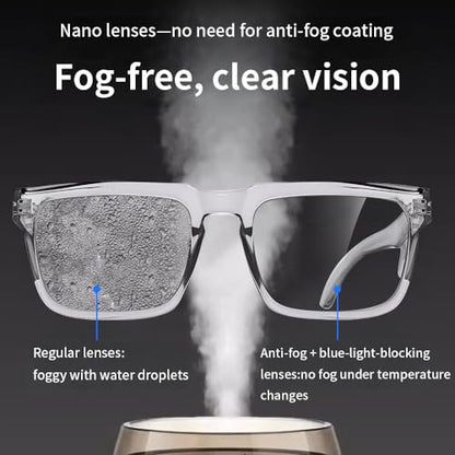 Z87 High-Visibility Construction Anti-Fog Photochromic UV400 Blue Light Blocking Impact Resistant Safety Glasses - color: Gray