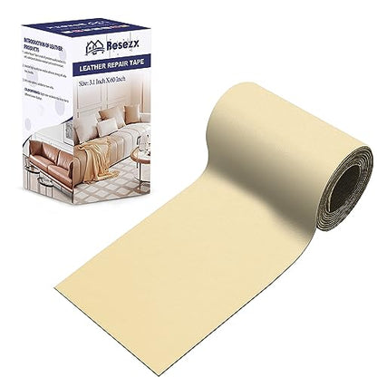Leather Repair Patch Tape Kit, Self Adhesive Leather Repair for Furniture, Couch, Sofa, Car Seats,Office Chair,Vinyl Repair Kit.3.1inx60in - color: Bright Khaki, size: 3.1 in X 60 in