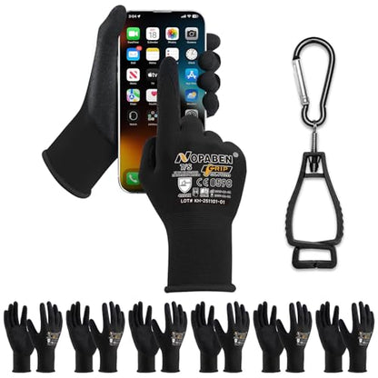 Safety Work Gloves - 7 Pairs, Seamless Knit Glove with MicroFoam Nitrile Coated Smooth Grip on Palm & Fingers for Men and Women, Ideal for General Duty Work(S,Black) - size: Small, style: 7 Pairs,black