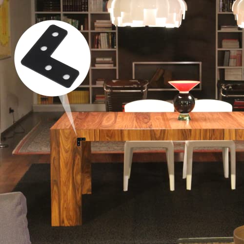 BokWin 20PCS Mending Plates，L-Shape Corner Braces Black Flat Corner Braces for Wood 1.57x1.57/ 40x40mm Right Angle Mending Repair Plates with Screws