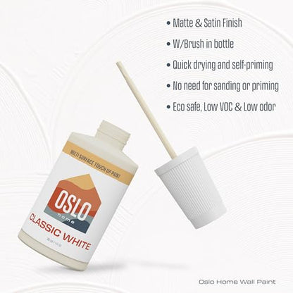 Touch Up Paint, Classic White, 1oz, Matte, w/brush in bottle, Quick drying, for Home repairs, Kitchen Cabinets,Furniture - color: Classic White, size: 1 Fl Oz (Pack of 1)