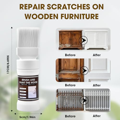 All-in-One White Wood Touch Up Paint, Multi Surface Touch Up Paint Pen, Refinishing for Door, Cabinets, Furniture, Metal - No Sanding, Fast-Drying, Water-Based Multi-Surface (6.35 Oz)