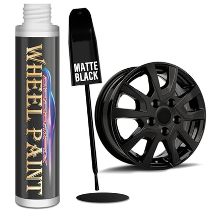 Matte Black Rim Touch Up Paint, Flat Black Wheel Paint Pen for Curb Rash & Scratch, Car Wheel Scratch Repair Kit for Alloy, Metal, Enamel, Universal Satin Black Automotive Touch Up Paint Pen (1 fl oz) - color: Matte Black