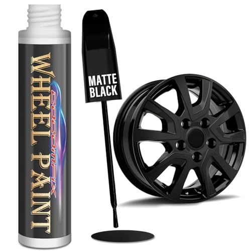 Matte Black Rim Touch Up Paint, Flat Black Wheel Paint Pen for Curb Rash & Scratch, Car Wheel Scratch Repair Kit for Alloy, Metal, Enamel, Universal Satin Black Automotive Touch Up Paint Pen (1 fl oz) - color: Matte Black
