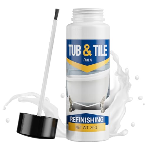 Tub and Tile Paint, 1.3 oz Tub Paint for Bathtub, 1-Part Bathtub Touch Up Paint White for Sink Bathroom Kitchen Countertop, Water Based & Low Odor, Semi-Gloss white, 1.5-1.7 sq ft (No Need Part B) - size: 1.3 Fl Oz (Pack of 1)