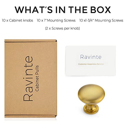 Ravinte 10 Pack Kitchen Cabinet Knobs Dresser Knobs Brused Brass Zinc Drawer Pulls Door Handles for Drawer Cupboard and Dresser - color: Brushed Brass