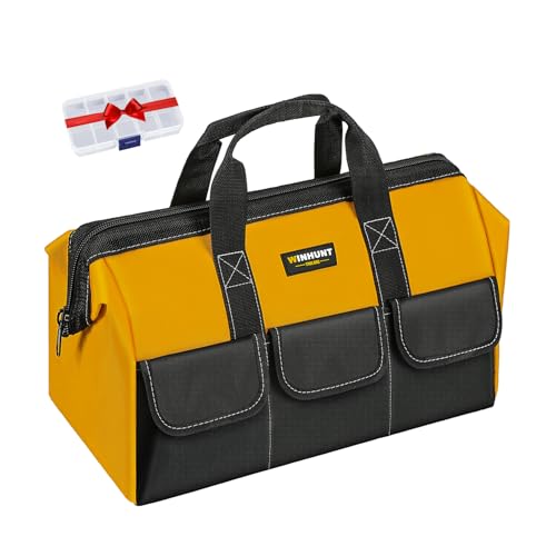 WINHUNT Large Tool Bag, Tool Bags for Men Heavy Duty, 17.3inch/44cm, Green, 1680D Polyester, Ideal for DIY and Craftsmen - color: Yellow, size: 17 inch