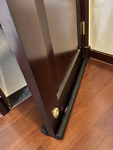 Door Draft Stopper 36 Inch Under Door Draft Noise Blocker Black Gap Stoppers Entry Door Draft Guard for Bottom of Doors Adjustable Twin Door Draft - size: 36"
