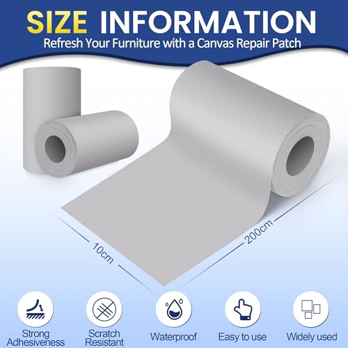 Self-Adhesive Canvas Repair Tape, 4" x 79" Waterproof Canvas Repair Patch, Fabric Patch Repairs Kit for Furniture, Tents, Sunbrellas, Boat Covers Awnings, Couches, Clothes, Bags Light Grey - color: Light Grey, size: 4" x 79"