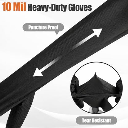 TREEGO 10 Mil Black Nitrile Gloves Heavy Duty — 3D Diamond Texture Grip, Latex Free Disposable Rubber Mechanic Gloves, X-Large, 100 Count - color: Black 100, size: X-Large