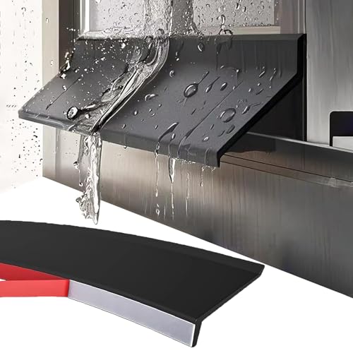 Door Rain Drip Edge Exterior Rubber Weather Stripping, Outdoor Self-Adhesive Window Rain Deflector, Weatherproof Sill Water Barrier Strip for Sliding Window Overhang & Sill - size: Width 4.5cm Length 5m