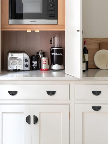 5 Pack Black Cabinet Pulls 3" Hole Center Cup Flat Matte Black Drawer Pulls Kitchen Cupboard Bathroom Dresser Cabinet Hardware Handles Zinc Alloy - color: Black, size: 3"(76mm) Hole Center