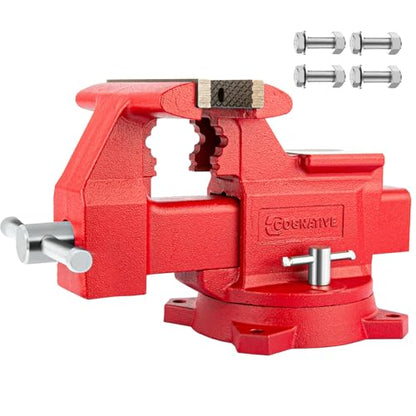 4.5" Heavy-Duty Bench Vise Ductile Iron Bench Vise 360° Swivel Bench Vice with Anvil, Red - size: 4.5 inch