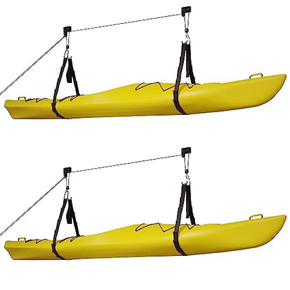RAD Sportz Kayak Storage Hoist - Overhead Pulley System with 125lb Capacity for Canoes, Bikes, Ladders, and More - for up to 12-Foot Ceilings - size: 2 Pack