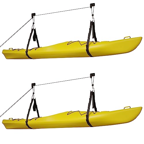 RAD Sportz Kayak Storage Hoist - Overhead Pulley System with 125lb Capacity for Canoes, Bikes, Ladders, and More - for up to 12-Foot Ceilings - size: 2 Pack