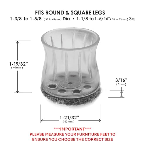 Slipstick GorillaOutdoor Berber Furniture Feet Pads with Clear Sleeve Sock (8 Pack) Outdoor Furniture Sliders for Round & Square Legs, Large - size: Universal Large x 8