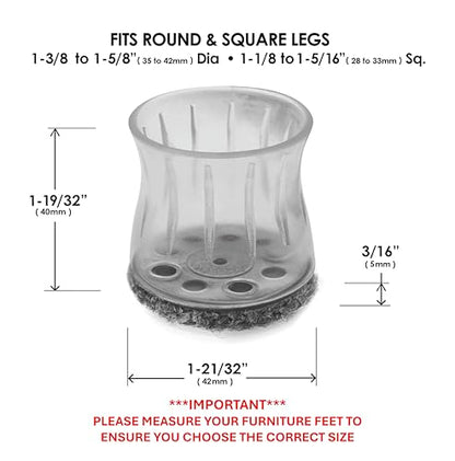 Slipstick GorillaOutdoor Berber Furniture Feet Pads with Clear Sleeve Sock (4 Pack) Outdoor Furniture Sliders for Round & Square Legs, Large - size: Universal Large