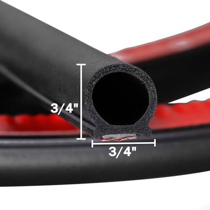 D-Shape 3/4" Weather Stripping Heavy Duty 10FT Bulb Seal Car Door Window Rubber Seal Strip Hollow Gasket Weatherstrip(Self-Adhesive) for Automotive Truck RV Door Window Soundproof - size: 10 Feet