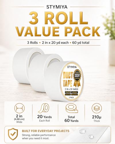 White Duct Tape Heavy Duty: 3Rolls*2IN*20Yards Wide Waterproof Outdoor Duck Furniture Repair Tape Bulk - Strong Adhesive Weather UV Resistant No-Residue Masking Tapes Patterns Variety - color: White, size: 3*2in*20yards
