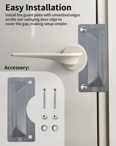 Door Latch Guard, 2 PCS 3" x 7" Door Latch Cover & Door Latch Plate, Carbon Steel Door Security Plate for Outswinging Doors, Easy Installation