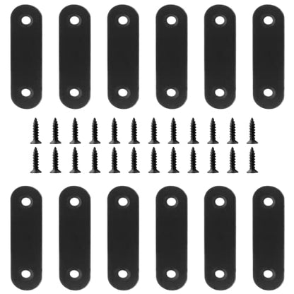 Jiozermi 12 Pcs Straight Brace, Flat Brace 2.4” x 0.6”, Stainless Steel Straight Bracket, Mending Joining Plates for Wood, Board, Bed Frame, Furniture & Shelves, Matte Black - size: Black, 2.4” x 0.6”, 12 Pcs
