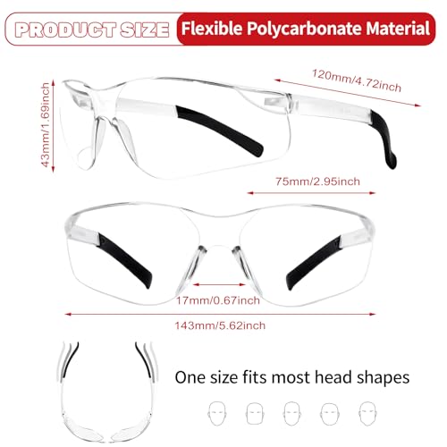 Clear Safety Glasses Bulk of 100,ANSI Z87.1 Eye Protection Goggles with Scratch and Impact Resistant for Construction and Laboratory - color: 118-100pc Clear