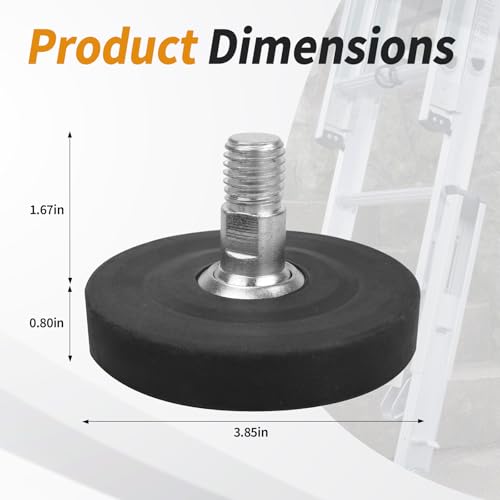 Ladder Leveler Rubber Feet for Type I,II and IA Extensions, Replacement Rubber Feet fit for Ladder Stabilizer Legs with Anti-Slip Threaded (1 Pair)