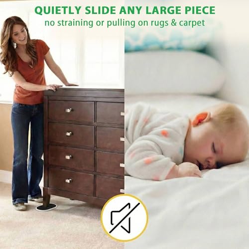 Extra Large Furniture Sliders for Carpet, 9.5 Inch Heavy Duty Reusable Moving Pads for Carpet and Hardwood Floors, Glides to Protect Surfaces and Easy Relocation - size: For Carpet - 4 PCS