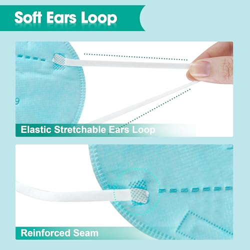 LEMENT KN95 Face Masks,100 Pack Breathable Cup Dust Disposable Masks For Adults,Blue - color: Adult-100 Pack-blue