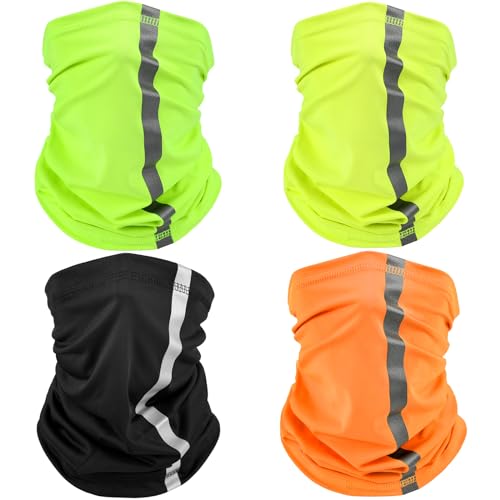 SATINIOR 4 Pcs Neck Gaiter Face Mask for Men Reflective Face Cover Scarf Summer UV Sun Protection Balaclava Bandana for Work - color: Classic Colors