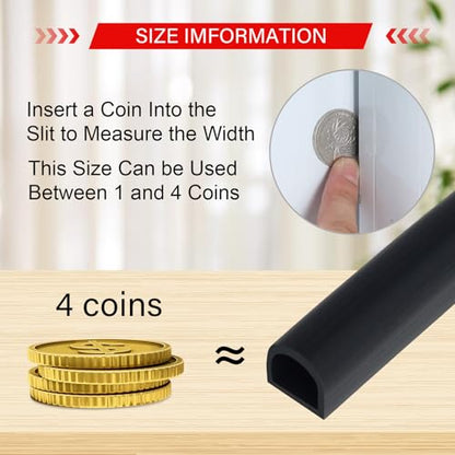 Rubber Weather Stripping Door Seal, 9/16" (W) x 15/32" (T) x 19.7' (L) D-Shape Self Adhesive Silicone Weather Stripping, Insulation Automotive Door Seal Strip for Door Frame/Window, Black - size: 9/16" (W) x 15/32" (T) x 19.7'