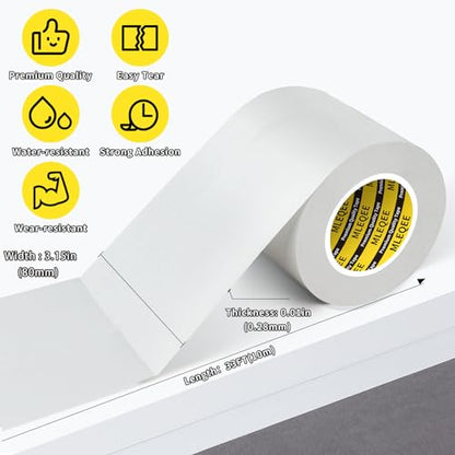 Duct Tape Heavy Duty Single Sided, Strong Adhesive High Strength, Waterproof Mesh Tape for Indoor and Outdoor Repairing Sealing Bonding, Easy Use Hand Tearable, 3.15 Inch x 33 Feet, White - size: 3.15″ x 33 FT