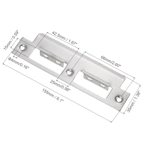 uxcell Door Strike Plate, 155mm x 35mm 201 Stainless Steel Latch Deadbolt Strike Plate for Door Frame Door Jamb, Silver - size: 155mm x 35mm