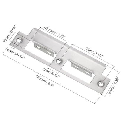 uxcell Door Strike Plate, 155mm x 35mm 201 Stainless Steel Latch Deadbolt Strike Plate for Door Frame Door Jamb, Silver - size: 155mm x 35mm