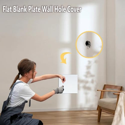 8 Pcs Ceiling Cover Plate, Screwless Wall Hole Cover, Plastic Flat Blank Wall Plate 5.91" with 50 Double-Sided Adhesive Stickers (Square) - style: Square