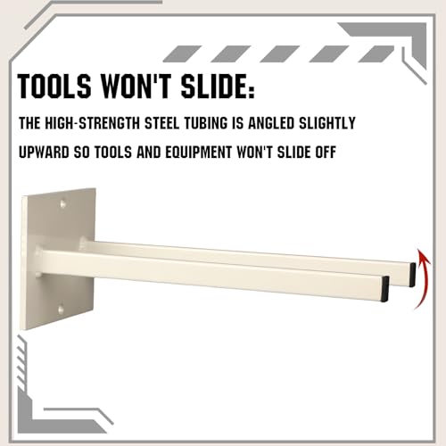 Zonon 2 Pcs Extra Wide Wall Mounted Tool Rack for Trimmers Blowers and Stepladders Heavy Duty Powder Coated Steel Storage Organizer for Garage Shed Workshop Tool Holder