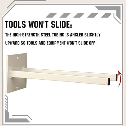 Zonon 2 Pcs Extra Wide Wall Mounted Tool Rack for Trimmers Blowers and Stepladders Heavy Duty Powder Coated Steel Storage Organizer for Garage Shed Workshop Tool Holder