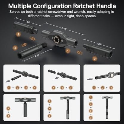 Bomivoi 42 in 1 Magnetic Screwdriver Set, DIY Ratchet Screwdriver Set, Multi Bit Magnetic Drive Set, Detachable Ratchet Handle, Portable Compact Repair Tool Kit for Furniture Computer Bicycle Black - color: Black