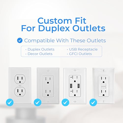 Wall Mount Power Strips Wall Charger 6 Outlet Extender 4 USB Ports (5V, 2.4A, 12W) and Night Light 3-Sided Power Strip with Adapter Spaced Outlets - Multi Plug Outlet Surge Protector for Home Office